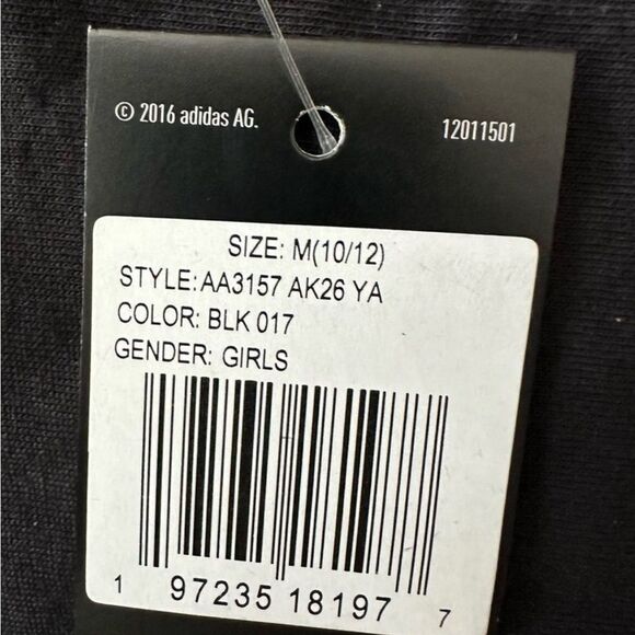 Adidas Kids Black T-Shirt with Gold Logo Girls Short Sleeve Graphic Logo Tee - Picture 5 of 5